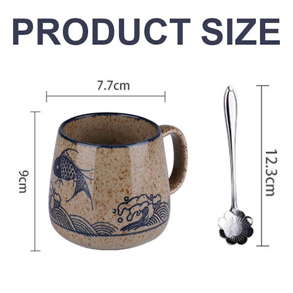 Kaffe kopp, keramikk med håndtak skje matt for kaffe, te og kakao