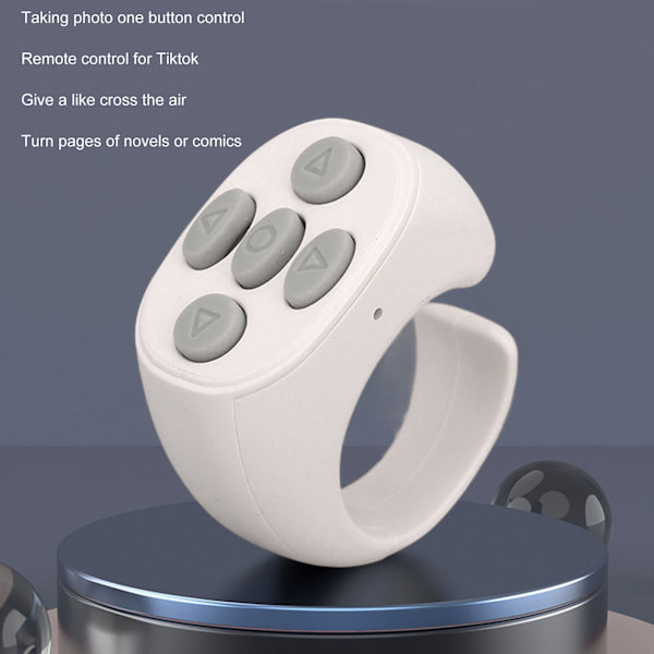 Smart Ring Controller Bluetooth 5.3 Trådløs Fjernkontroll Sidevender for Tik Tok Elektronisk Bok Hvit