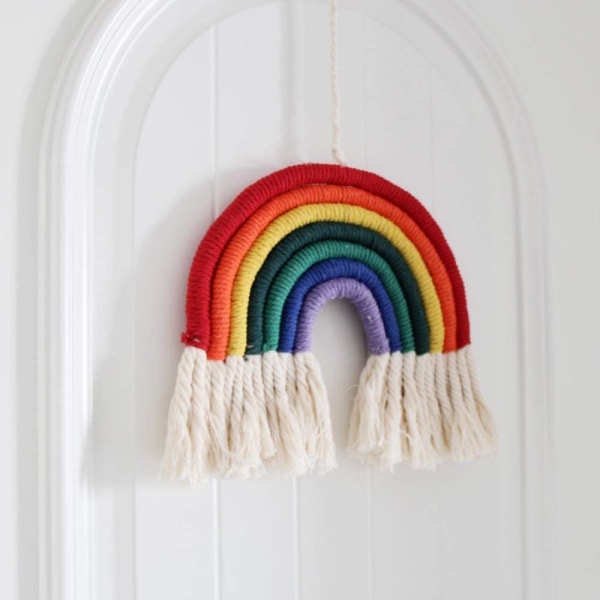 Macrame Rainbow -seinäteline makuuhuoneiden lastenhuoneisiin