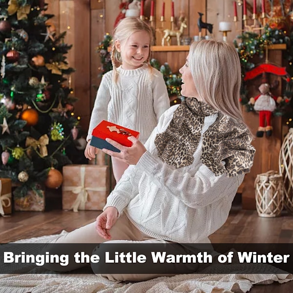 Dame Leopard Print Vinter Varme Skjerf med Frynser