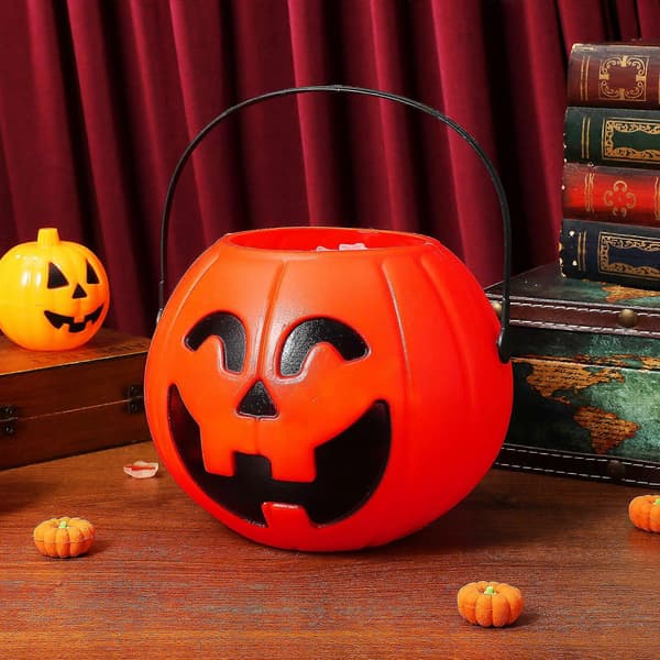 Plastgresskarbøtte Halloween-lampe til Halloween-fest
