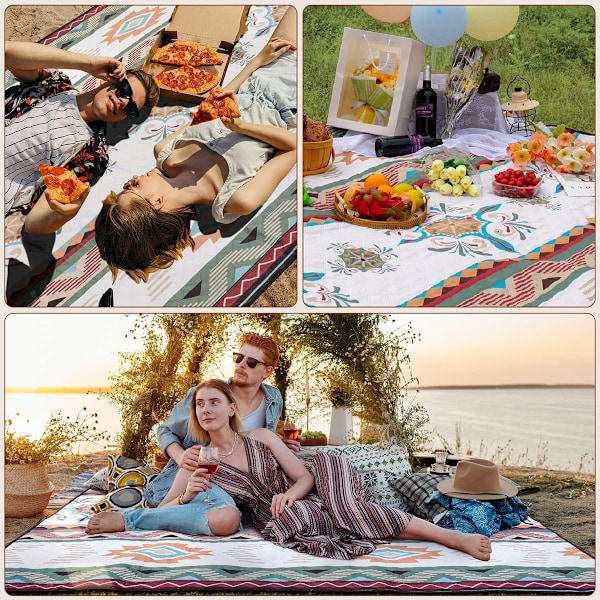 Utomhus picknickfilt Boho, bärbar tvättbar, för grillning, picknick, vandring