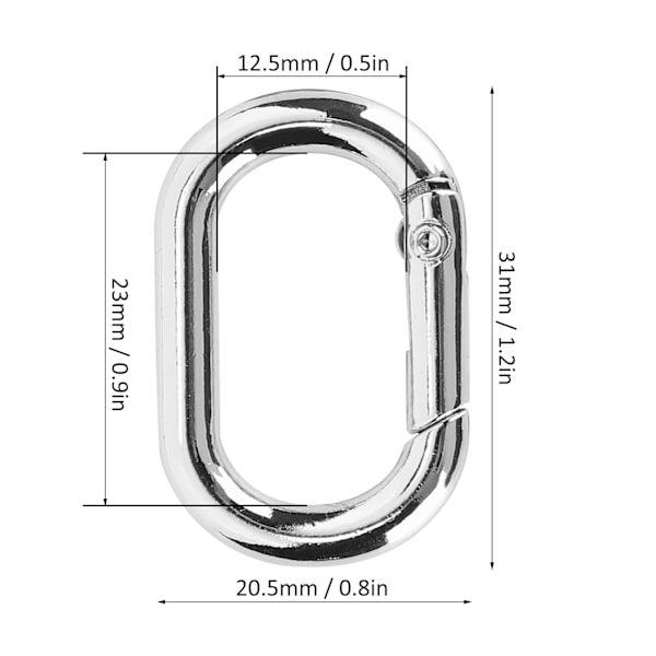 20 stk. ovale fjeder spænder 23mm legering snap kroge klip til tasker punge nøglering rem sølv