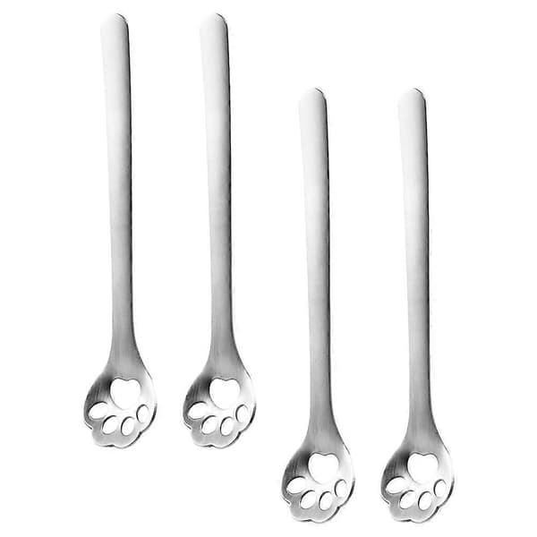 Kaffesjeer med kattepote-design i rustfritt stål, 4 stk.