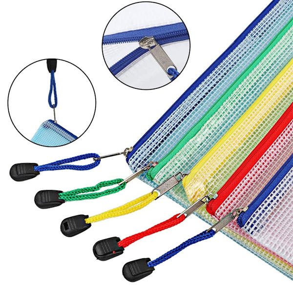 A4 plast glidelåspose mesh dokumentpose med glidelås
