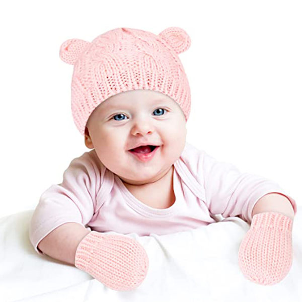Nyfödd baby mössa och klihandskar set vintermössa set