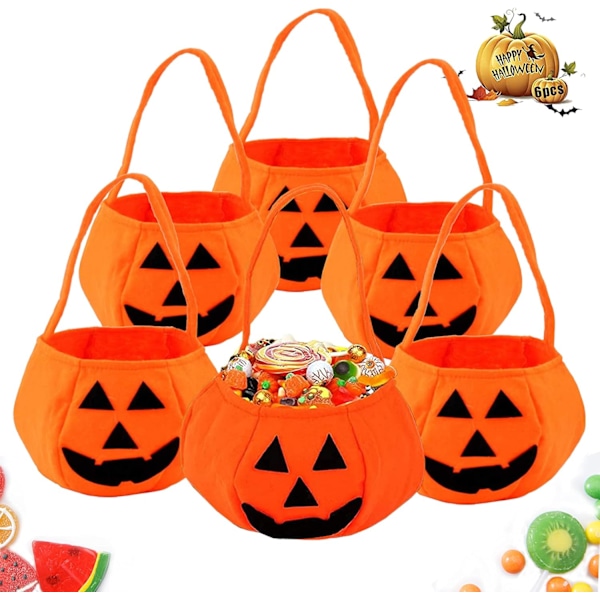Halloween Presentkorg, Non-Woven Tyg Trick Or Treat Väskor Med Handtag För Halloween Party Favör Leveranser, Vikbar Design, Halloween Tema