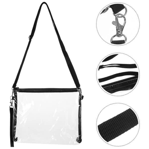 Gennemsigtig crossbody-taske til stadionbrug, sort PVC-materiale