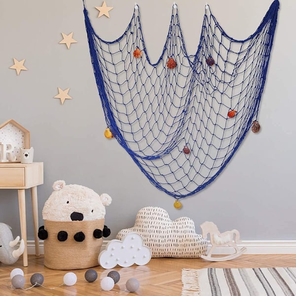 Kalastusverkon koristelu, 1m x 2m merellinen koriste kuorilla