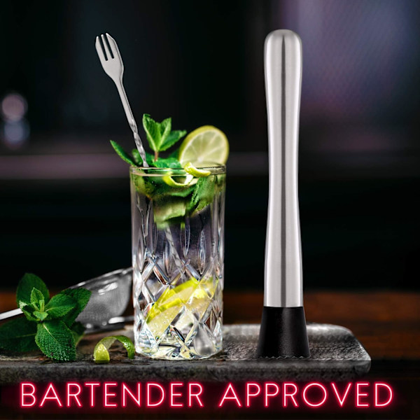 Rustfritt stål muddler og bar skje sett for bartender cocktails