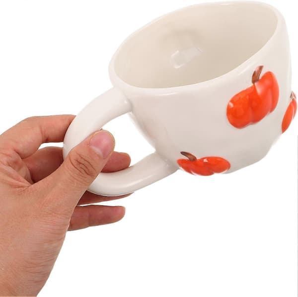 Söt pumpamönstrad keramikmugg, stor frukostkopp för kaffe