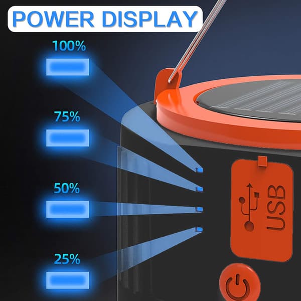 Solcelled Campinglys - USB Genopladelig LED Bærbar Campinglanterne
