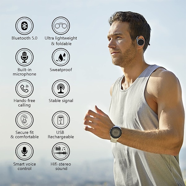 Trådløse hovedtelefoner til ørerne, til fitness, sport, løb, arbejde