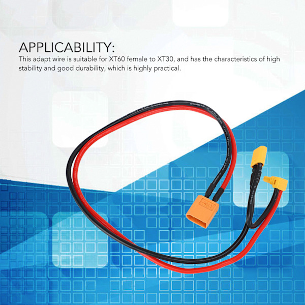 Adapt Wire AWM14 Silikoni Palonkestävä XT60 naaras XT30 90 astetta taivutus Adapt Muunnosjohto Laturille