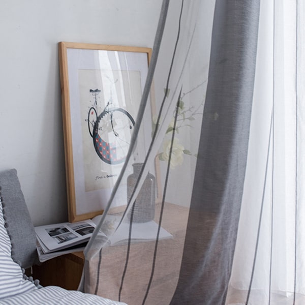 Gardiner i linlook, halvtransparente, til soverom, stue