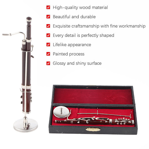 Basson-koriste, miniatyyrikoriste, miniatyyrinen musiikki-instrumenttimalli, lahja, käsityö, 17 cm