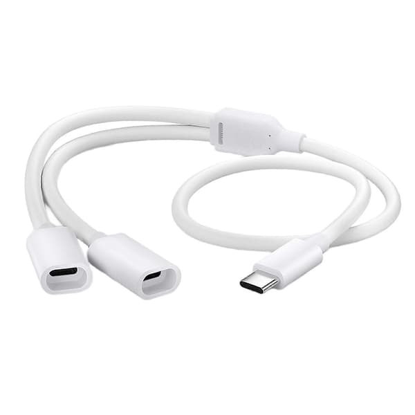 Solcellsdriven säkerhetskamera strömkabel Typ C splitter stödjer OTG-funktion utomhusbruk flexibel PVC-beläggning vit white