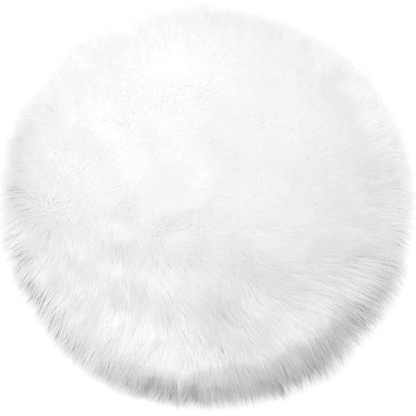 Mysig Lyxig Fuskfårskinnsfäll, Mjuk & Fluffig 30 Cm Rund Mörkgrå Lammskinnsimitation Matta för Modern Atmosfär i Vardagsrum, Sovrum, Lekrum