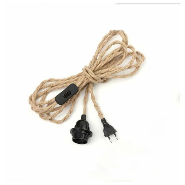 2 par hamptov lysekrone kabel 4,5m, E27 fatning afbryder med B