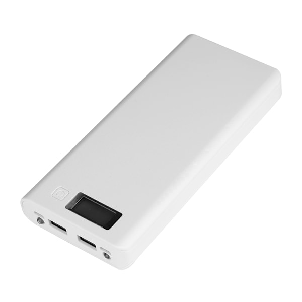 8x18650 Batteri Power Bank Skal Väska Box Dubbla USB-portar LCD-skärm Vit