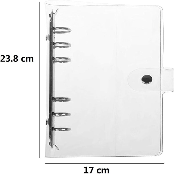 Pakkauksessa 2 läpinäkyvää pehmeää PVC:tä 6-rengaskansion cover W/Snap