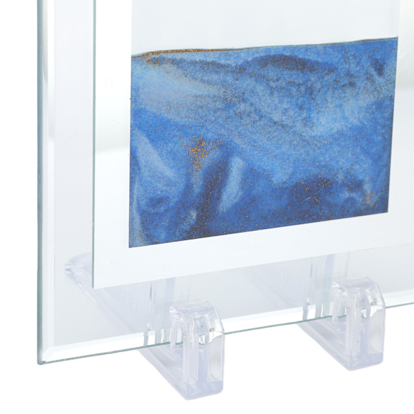 3D Flytande Sandmålning Dekoration Skrivbord Flytande Sand Konst Bild Prydnad Glasram Blå