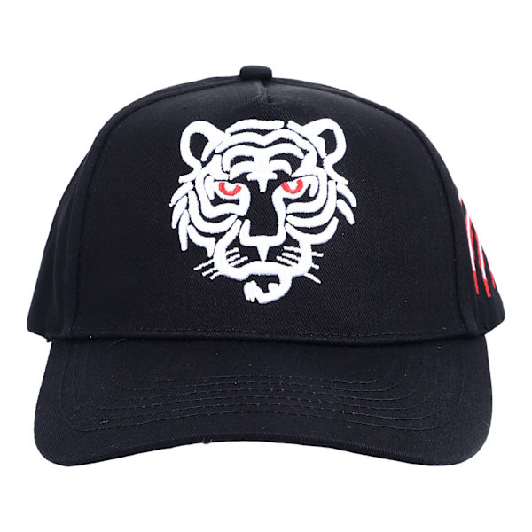 Baseballkeps med hård topp, vit tiger broderad, svart baseballkeps, snygg unisex baseballkeps