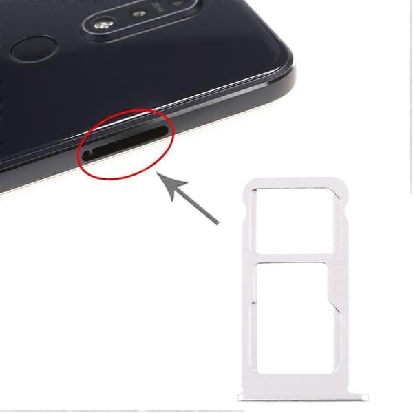 SIM-kortshållare + Micro SD-kortshållare för Nokia 7.1 Silver