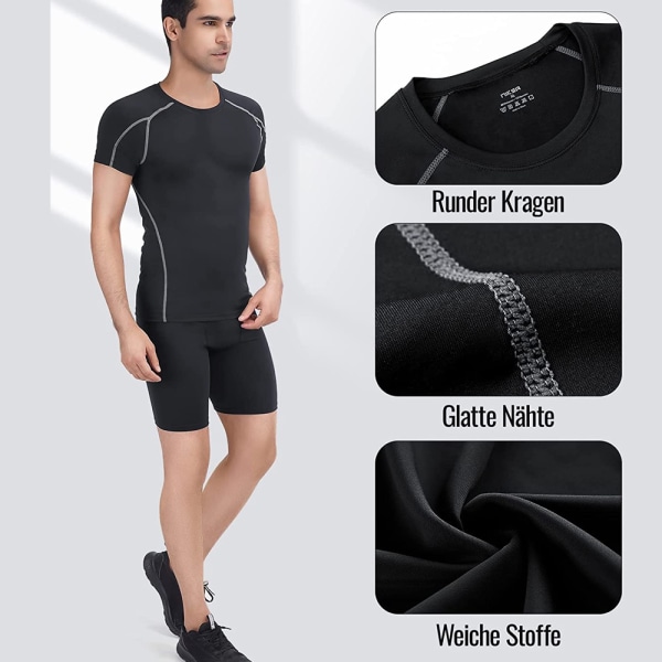 Coola torra kortärmade kompressionsskjortor för män, 2-pack sport