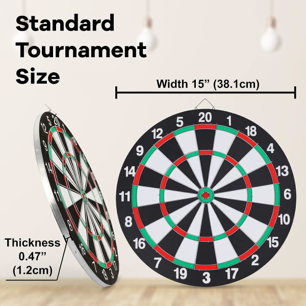 Dartboard sæt, dobbeltsidet 15 tommer dartskivespil med 6