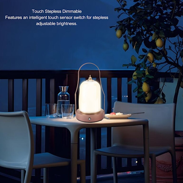 Bordslampa Portabel USB-laddning 3600mAh Touchkontroll Steglös Dimbar 3 Färgtemperaturer Trådlös Lykta för Camping Sovrum Fest