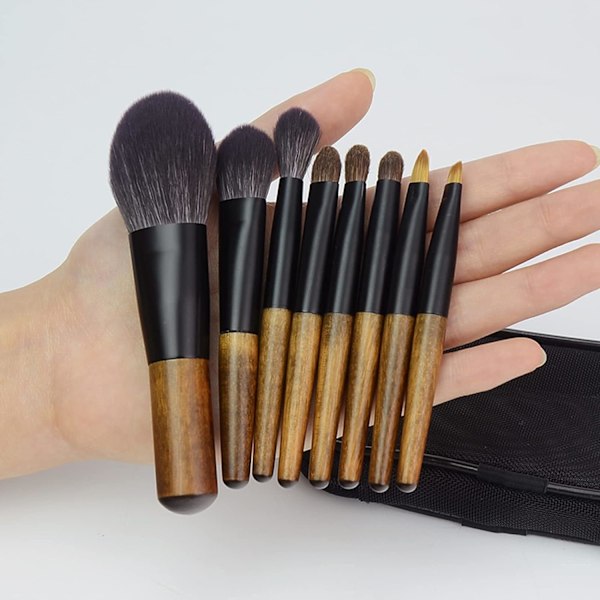 Mini makeup borste set med resefodral