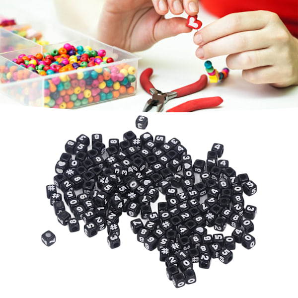 300pcs Number Beads Black Cube Acrylic Number Beads for DIY Jewelry Making Bracelets Necklaces Key Chains