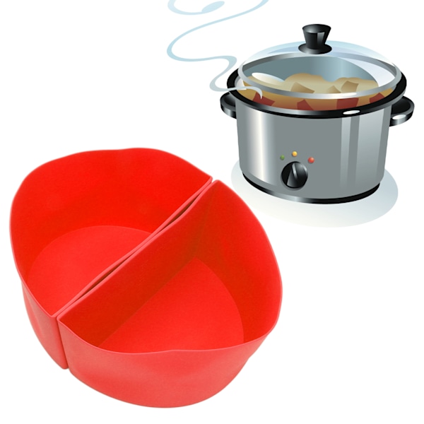 6 Quart Genanvendelig Silikone Slow Cooker Liner 6 QT Slow Cooker Divider Liner Passer til 6 Qt Gryde Rød