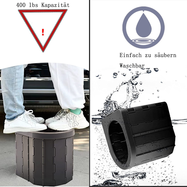 Nödtoalett för utomhusbruk, bärbar hopfällbar potta för bilresor, vandring, fiske, långa resor, kompakt potta säg adjö till offentliga toaletter för camping