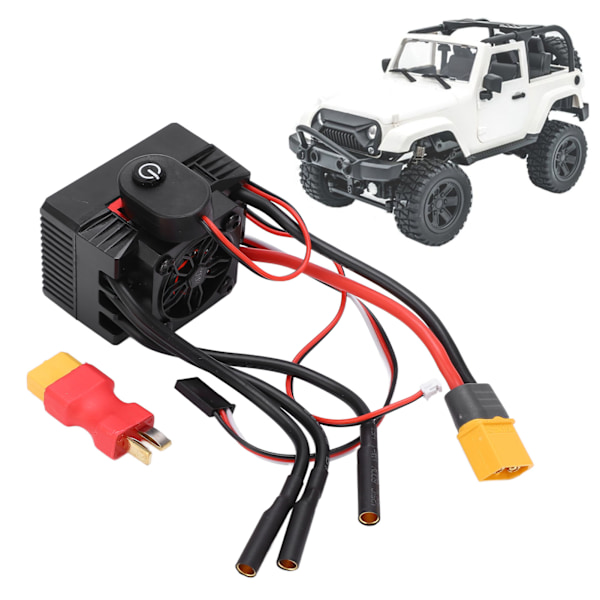 V2 80A Brushless ESC Waterproof Speed Controller with XT60 to T Connector for 1/10 RC Model