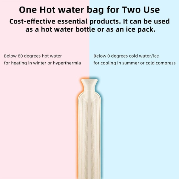2 Liter Gummi Varmtvannsflaske m/Mykt chenilletrekk Langt varmt