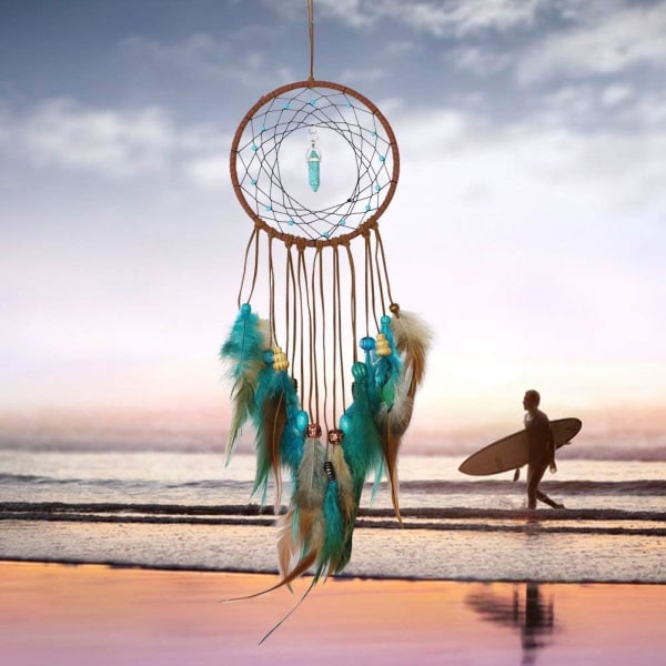 Dream Catcher ~ Käsintehty perinteinen höyhen seinälle ripustettava koti