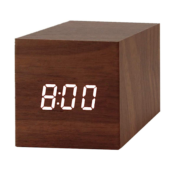 Digital vekkerklokke, tre LED-lys Mini moderne kube skrivebordsalarm
