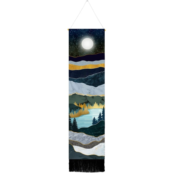 Mountain Tapestry Moon Starry Night Sky Tapestries Forest Tree