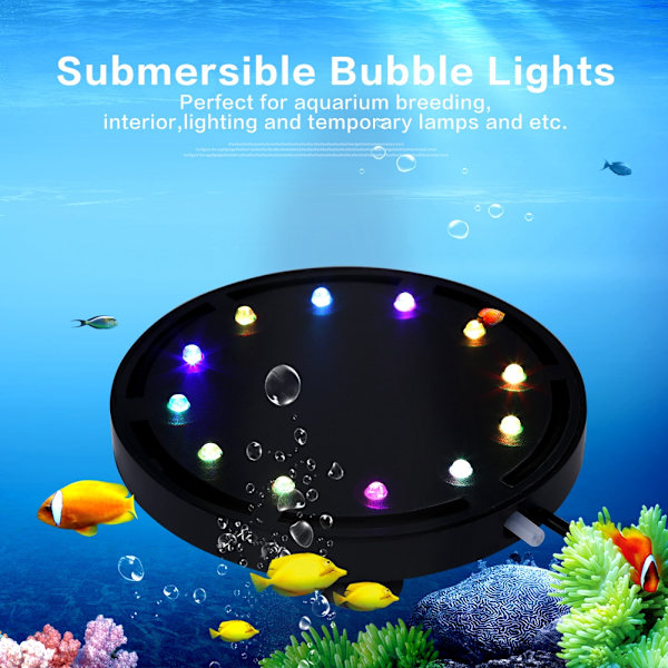 12 LED-valoa vedenalainen kupla akvaarion kalatankkipumpun koristeluun 12,5 cm EU