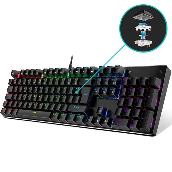 RGB LED Baggrundsbelyst Mekanisk Gaming Keyboard, 104