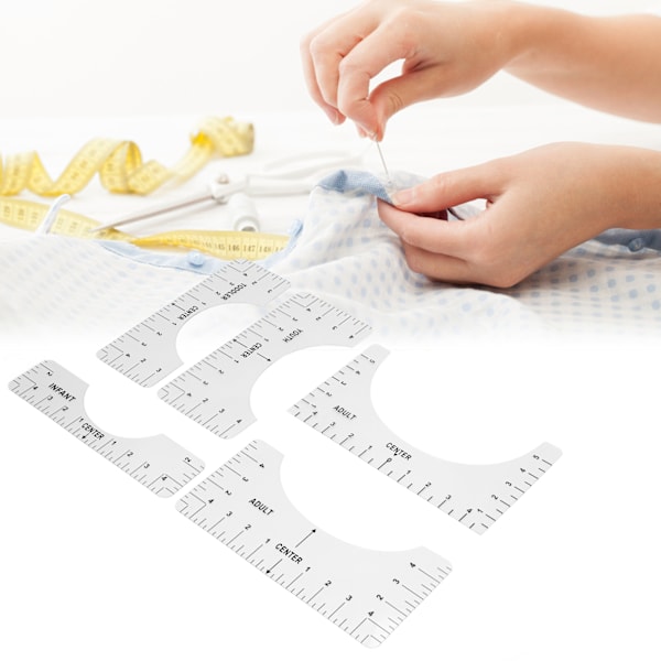 T Shirt Ruler Reusable PVC Shirt Guide Ruler Round Neck Alignment Ruler for Household Office