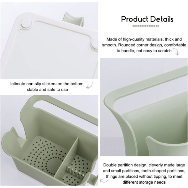 Förvaringslåda för plastbestick, Caddy-korg, Organiserare, Ihålig korg för ätpinnar, Besticksställ, Torkställ, Köksredskapshållare, Avrinningskorg med diskbänksskydd -