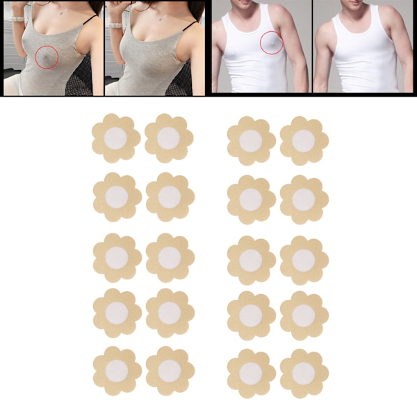 20pcs Disposable Breast Pasties Light Beige Adhesive Bras Breathable Nipple Covers