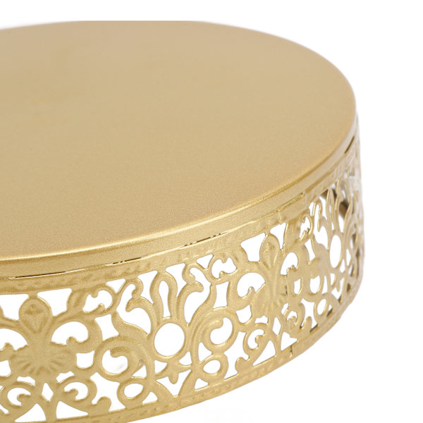 Dessertställ Golden Cake Holder Spetsdesign Enkel montering Rund Treat Display för fest M
