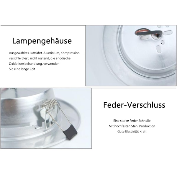 Naturlig Vit LED Infälld Spotlight för Badrum, Högkvalitativa Material 9W IP44 Aluminiumlegering Ultra Platt Design, Enkel Installation Utan