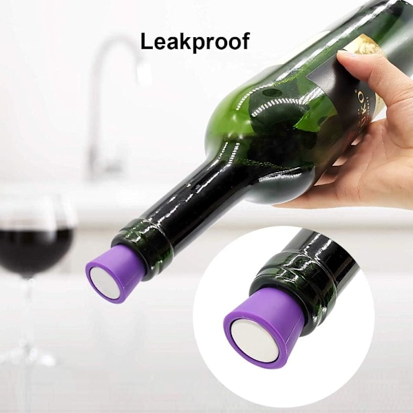 Eleganta Vinkorkar, Lufttät Försegling Bevarar Fräschören, Perfekt för Att Bevara Vinsmaken, Set med 6, Silikontätning Säkerställer Hållbarhet och