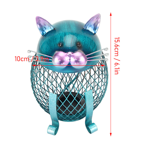 Metal kattepenge sparebøsse til voksne synlig håndlavet sød dyrepenge sparebøsse med bunddæksel til hjemmet stue