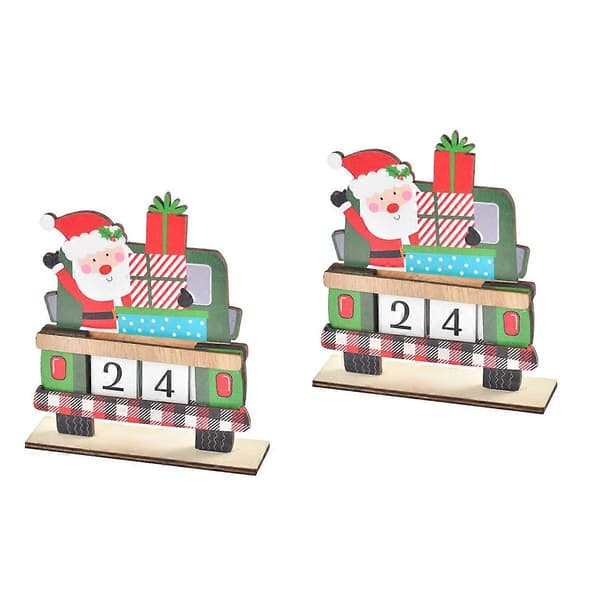 Julnedräkningskalender i trä, adventskalender som present, 2-pack